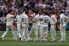 MELBOURNE, AUSTRALIA - DECEMBER 26: The New Zealand team celebrates a wicket during day one of the Second Test match in the series between Australia and New Zealand at The Melbourne Cricket Ground on December 26, 2019 in Melbourne, Australia. (Photo by Speed Media/Icon Sportswire)