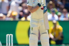 MELBOURNE, AUSTRALIA - DECEMBER 26: Steven Smith of Australia takes a hit during day one of the Second Test match in the series between Australia and New Zealand at The Melbourne Cricket Ground on December 26, 2019 in Melbourne, Australia. (Photo by Speed Media/Icon Sportswire)