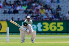 MELBOURNE, AUSTRALIA - DECEMBER 27: Steven Smith of Australia ducks during day two of the Second Test match in the series between Australia and New Zealand at The Melbourne Cricket Ground on December 27, 2019 in Melbourne, Australia. (Photo by Speed Media/Icon Sportswire)