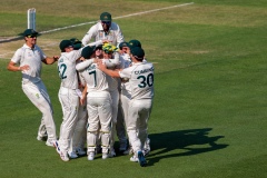 MELBOURNE, AUSTRALIA - DECEMBER 27: The Australian Team celebrates during day two of the Second Test match in the series between Australia and New Zealand at The Melbourne Cricket Ground on December 27, 2019 in Melbourne, Australia. (Photo by Speed Media/Icon Sportswire)