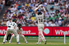 MELBOURNE, AUSTRALIA - DECEMBER 28: Mitchell Santner of New Zealand bats during day three of the Second Test match in the series between Australia and New Zealand at The Melbourne Cricket Ground on December 28, 2019 in Melbourne, Australia. (Photo by Speed Media/Icon Sportswire)