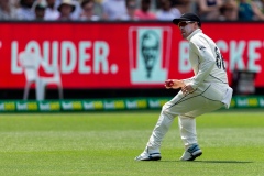 MELBOURNE, AUSTRALIA - DECEMBER 28: Henry Nicholls of New Zealand fields the ball during day three of the Second Test match in the series between Australia and New Zealand at The Melbourne Cricket Ground on December 28, 2019 in Melbourne, Australia. (Photo by Speed Media/Icon Sportswire)