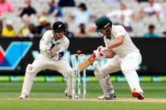 MELBOURNE, AUSTRALIA - DECEMBER 28: Joe Burns of Australia loses a wicket during day three of the Second Test match in the series between Australia and New Zealand at The Melbourne Cricket Ground on December 28, 2019 in Melbourne, Australia. (Photo by Speed Media/Icon Sportswire)
