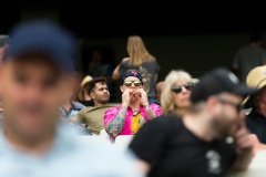 MELBOURNE, AUSTRALIA - DECEMBER 27: A fan eats a snack during day two of the Second Vodafone Test cricket match between Australia and India at the Melbourne Cricket Ground on December 27, 2020 in Melbourne, Australia. (Photo by Dave Hewison/Speed Media/Icon Sportswire)