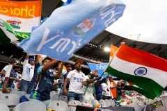 MELBOURNE, AUSTRALIA - DECEMBER 27: Indian Cricket Fans cheer their team on as they fly flags and heckle the Australian Teams fans during day two of the Second Vodafone Test cricket match between Australia and India at the Melbourne Cricket Ground on December 27, 2020 in Melbourne, Australia. (Photo by Dave Hewison/Speed Media/Icon Sportswire)