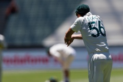 MELBOURNE, AUSTRALIA - DECEMBER 29: Mitchell Starc of Australia stretches during day four of the Second Vodafone Test cricket match between Australia and India at the Melbourne Cricket Ground on December 29, 2020 in Melbourne, Australia. (Photo by Dave Hewison/Speed Media/Icon Sportswire)