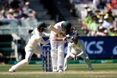 MELBOURNE, AUSTRALIA - DECEMBER 26: Keshav Maharaj of South Africa bats during the Boxing Day Test Match between Australia and South Africa at The Melbourne Cricket Ground on December 26, 2022 in Melbourne, Australia. (Photo by Dave Hewison/Speed Media/Icon Sportswire)
