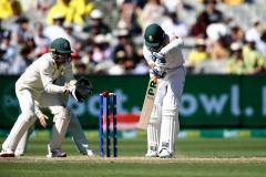MELBOURNE, AUSTRALIA - DECEMBER 26: Keshav Maharaj of South Africa bats during the Boxing Day Test Match between Australia and South Africa at The Melbourne Cricket Ground on December 26, 2022 in Melbourne, Australia. (Photo by Dave Hewison/Speed Media/Icon Sportswire)