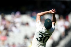 MELBOURNE, AUSTRALIA - DECEMBER 26: Pat Cummins (c) of Australia catches Marco Jansen of South Africa out during the Boxing Day Test Match between Australia and South Africa at The Melbourne Cricket Ground on December 26, 2022 in Melbourne, Australia. (Photo by Dave Hewison/Speed Media/Icon Sportswire)