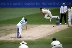 MELBOURNE, AUSTRALIA - DECEMBER 29: Mitchell Starc of Australia bowls to Temba Bavuma of South Africa during the Boxing Day Test Match between Australia and South Africa at The Melbourne Cricket Ground on December 29, 2022 in Melbourne, Australia. (Photo by Dave Hewison/Speed Media/Icon Sportswire)