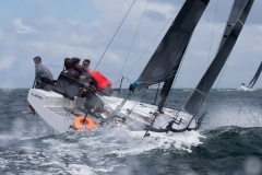 Fixed keel yachts are seen competing during the 2021/22 Australian Sailing Range Series in Port Phillip Bay, Melbourne.