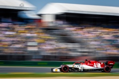 MELBOURNE, AUSTRALIA – MARCH 16 : Kimi Raikkonen 7 driving for ALFA ROMEO RACING during the Formula 1 Rolex Australian Grand Prix 2019 at Albert Park Lake, Australia on March 16 2019.