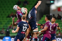 MELBOURNE, AUSTRALIA - APRIL 03: Hamish Stewart of the Queensland Reds catches the ball during the round seven Super Rugby AU match between the Melbourne Rebels and Queensland Reds at AAMI Park on April 03, 2021 in Melbourne, Australia. (Photo by Speed Media/Icon Sportswire)