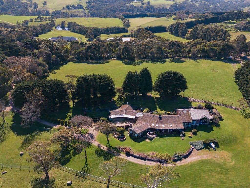 Aerial photo of a large farm house