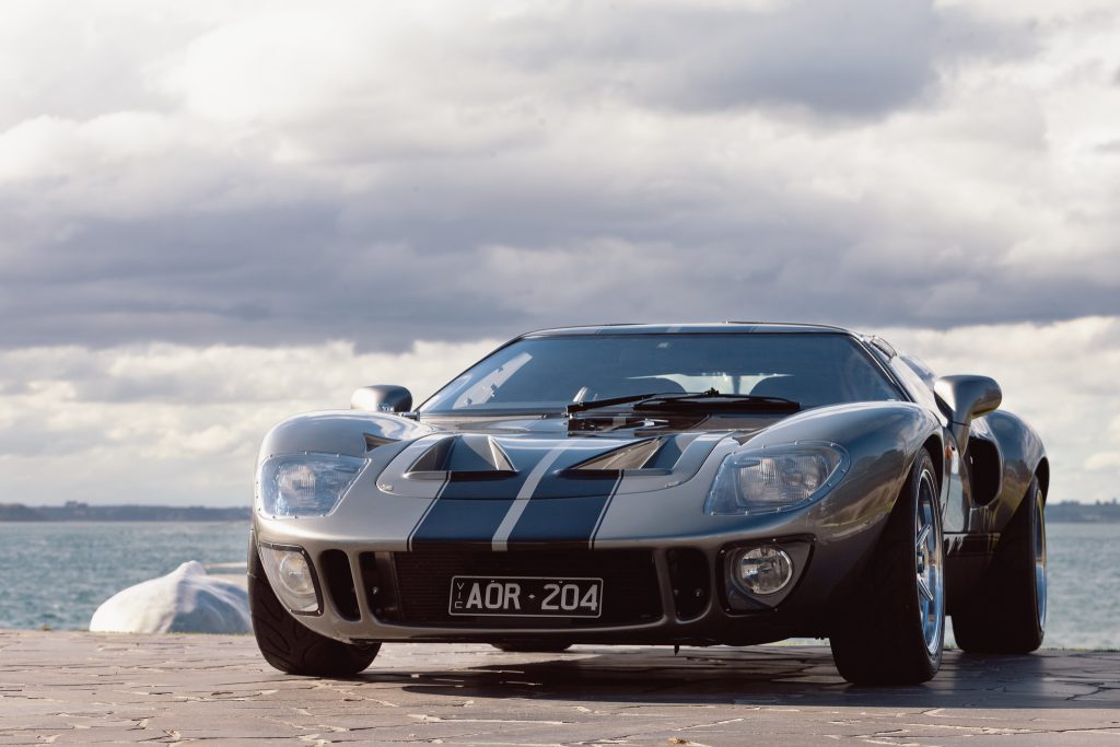 A view of a Ford GT40 by the sea