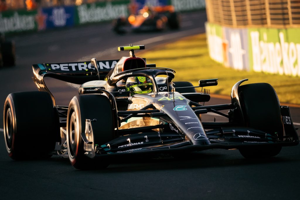 Lewis Hamilton (44) driving for Mercedes-AMG PETRONAS F1 Team during The Australian Formula One Grand Prix Race on April 02, 2023, at The Melbourne Grand Prix Circuit in Albert Park, Australia. (Photo by Dave Hewison/Speed Media/Icon Sportswire)